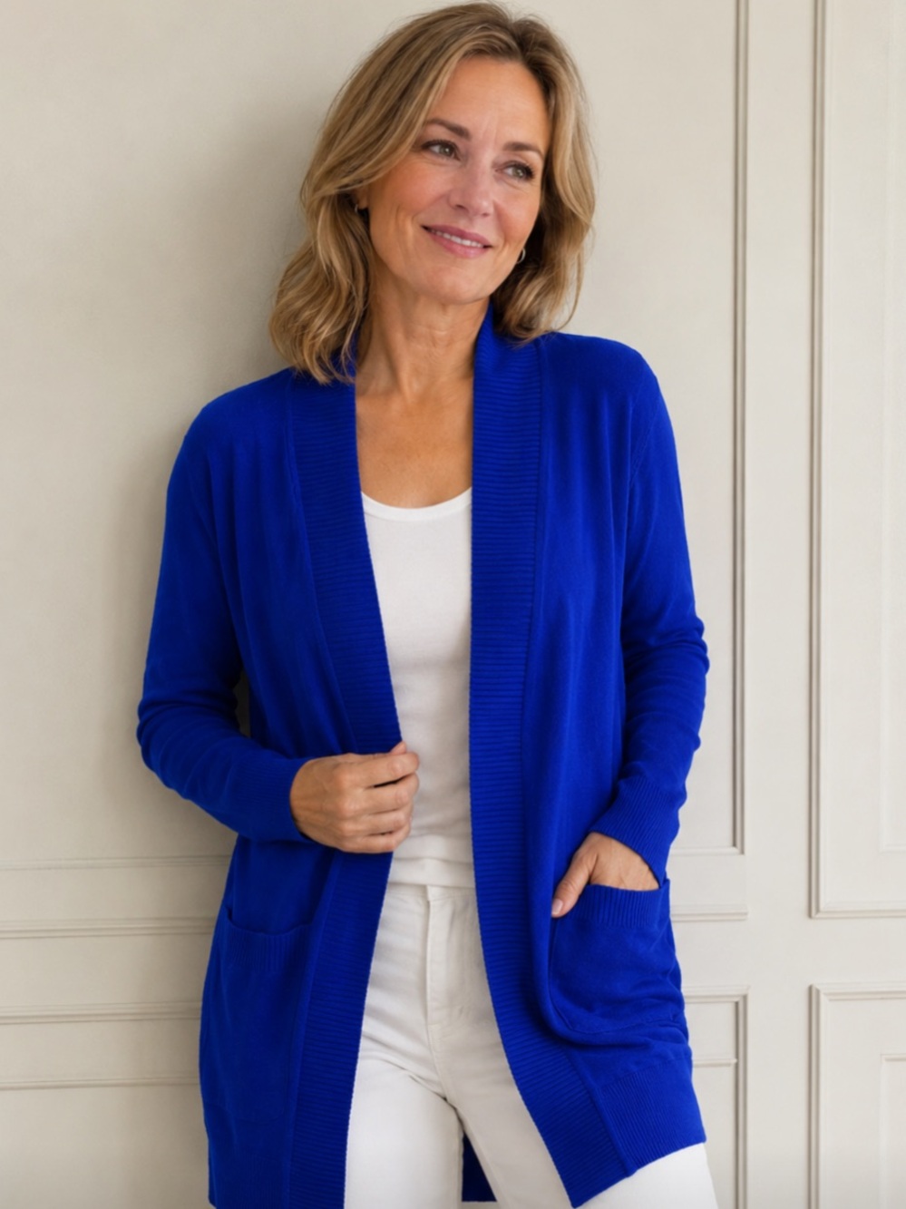 Zenana Outfitters Open-Front Cardigan - Cobalt Blue